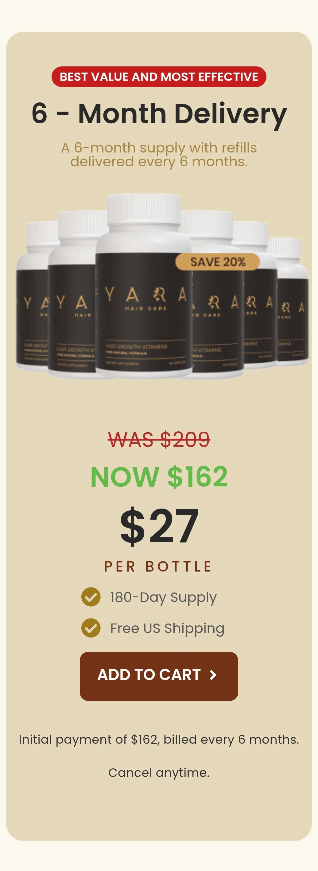 Yara Hair Care™ 6 bottles pricing
